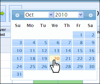 Use the calendar icon to change the date